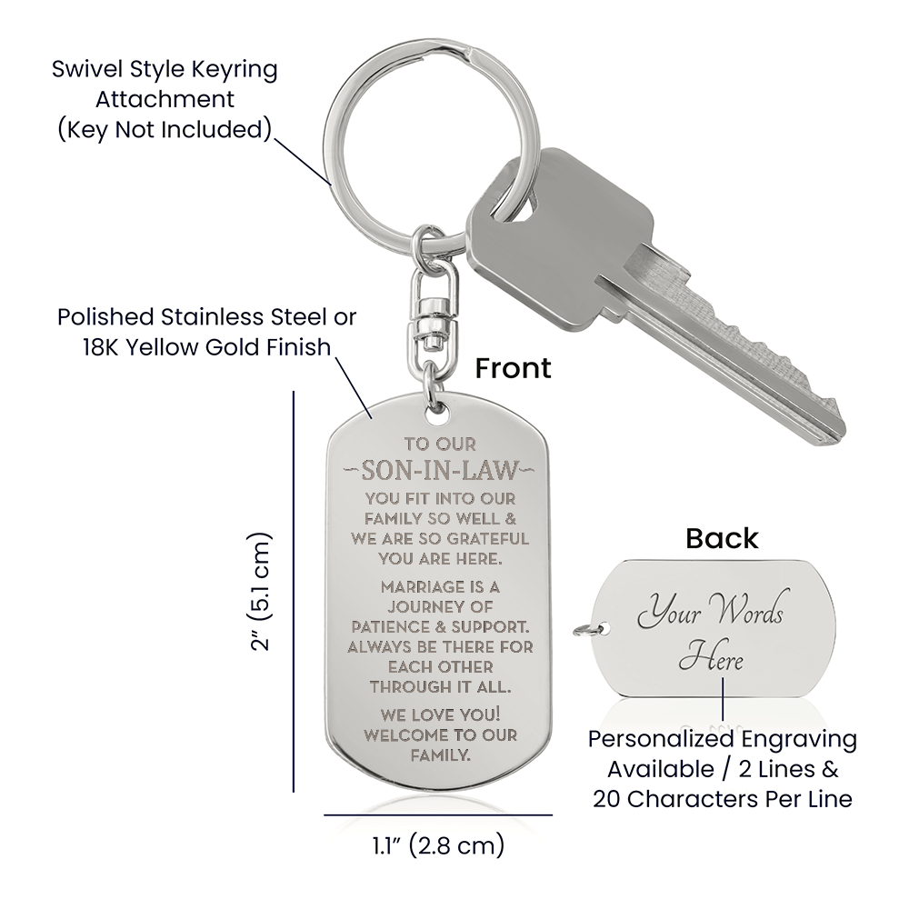 Wedding Gift For New Son-In-Law, Welcome To Our Family Son-In-Law Keychain Gift, Groom Present from In-Laws