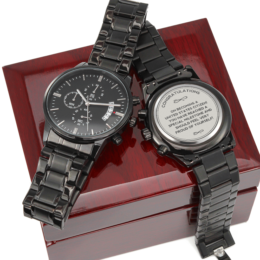 US Citizenship Gift for Him, Engraved Watch, Gift for New US Citizen, Naturalization Gift