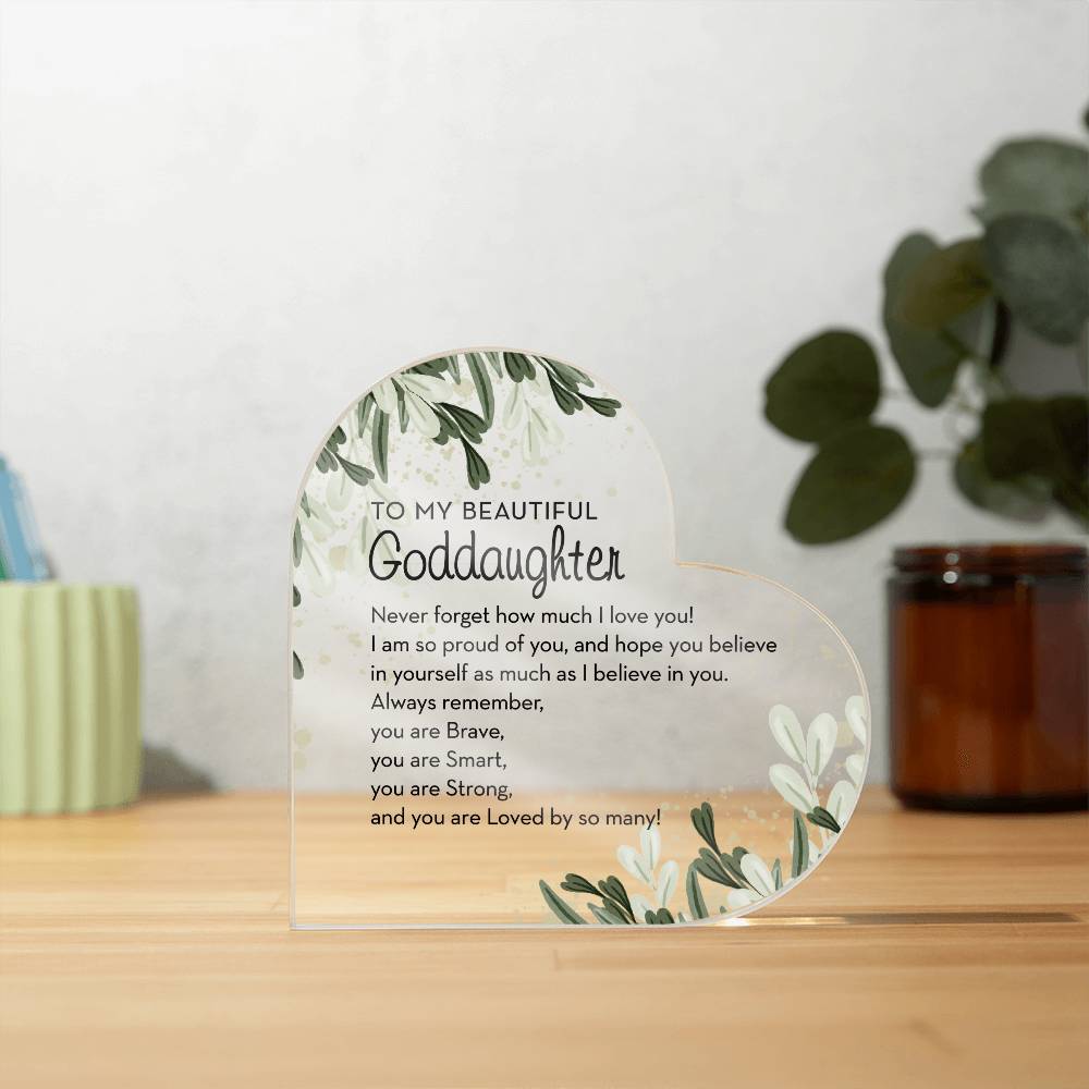 To my Goddaughter Gift, Heart Plaque for Goddaughter from Godmother
