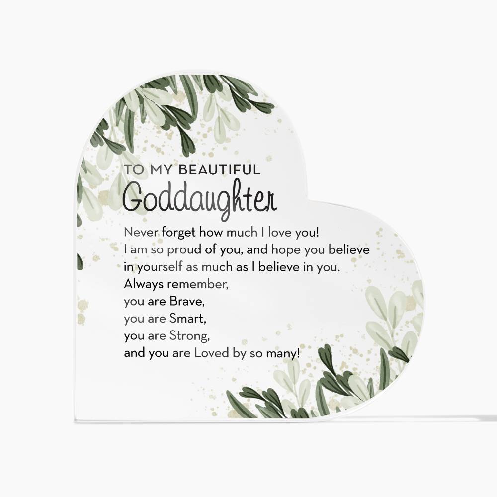 To my Goddaughter Gift, Heart Plaque for Goddaughter from Godmother