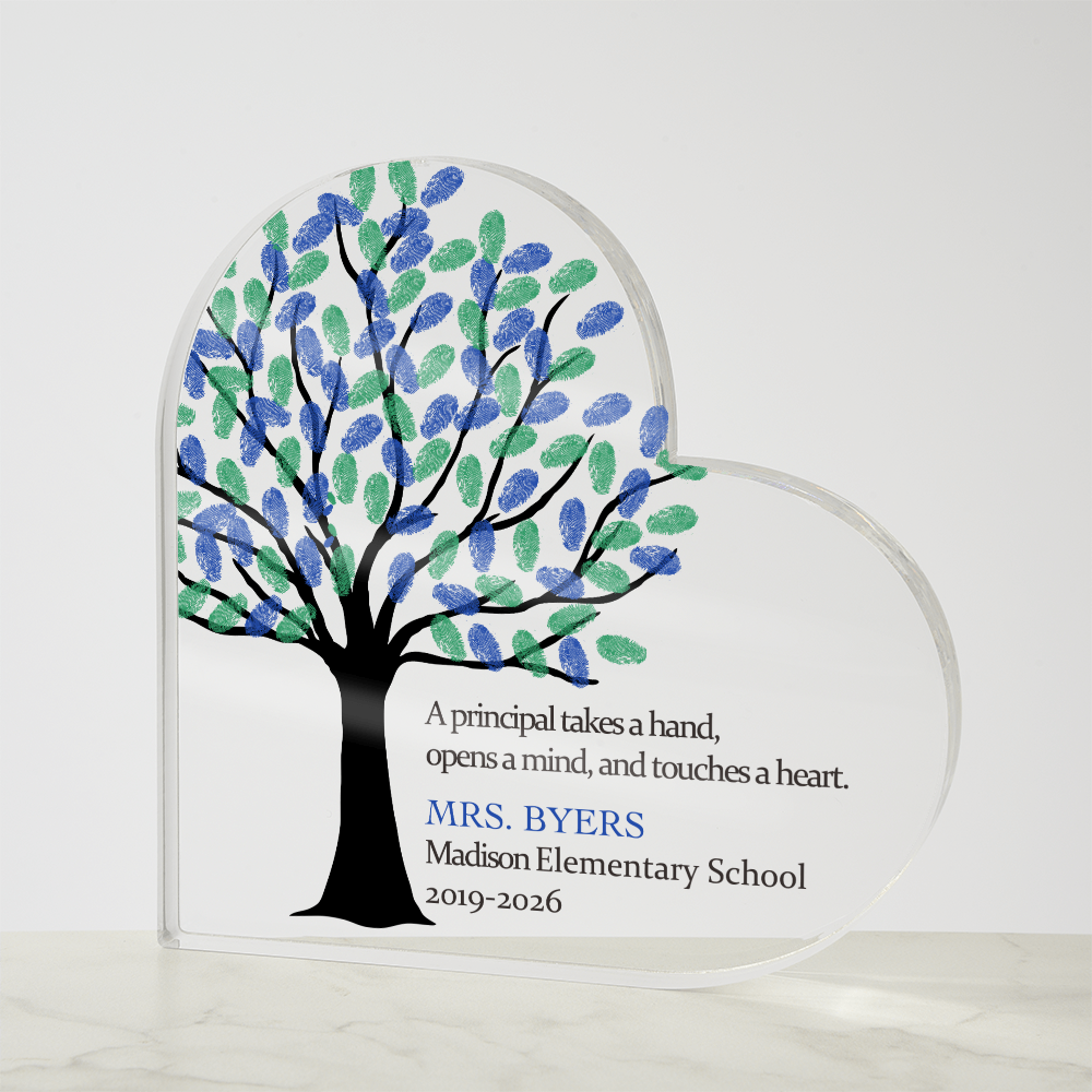 Personalized Gift for Principal, Acrylic Heart Gift, Personalized Principal Gift