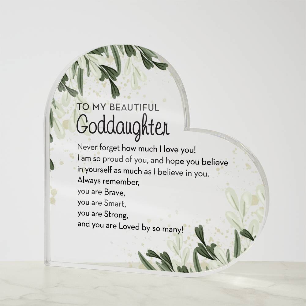 To my Goddaughter Gift, Heart Plaque for Goddaughter from Godmother