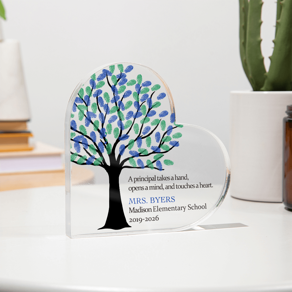 Personalized Gift for Principal, Acrylic Heart Gift, Personalized Principal Gift