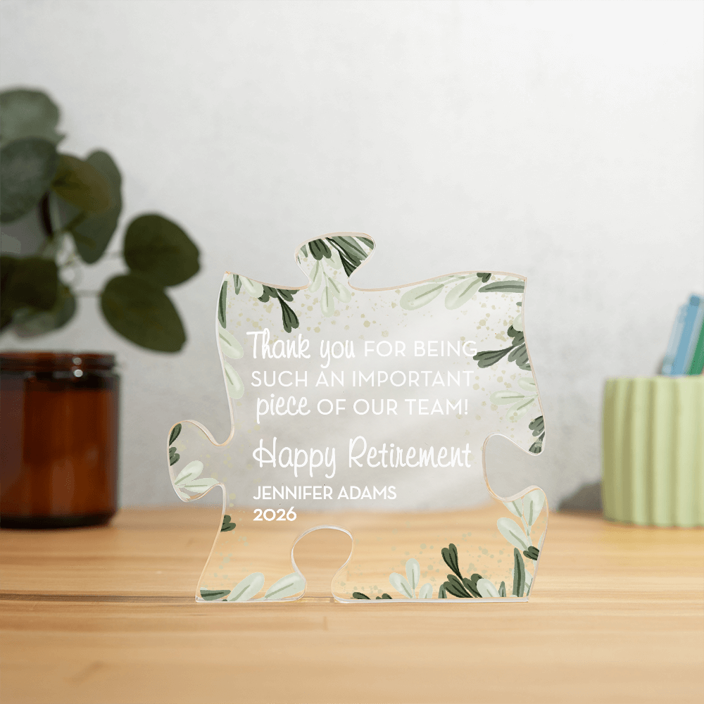 Personalized Retirement Gift, Custom Acrylic Puzzle Piece, Thank You Retirement Gift, Coworker Gift