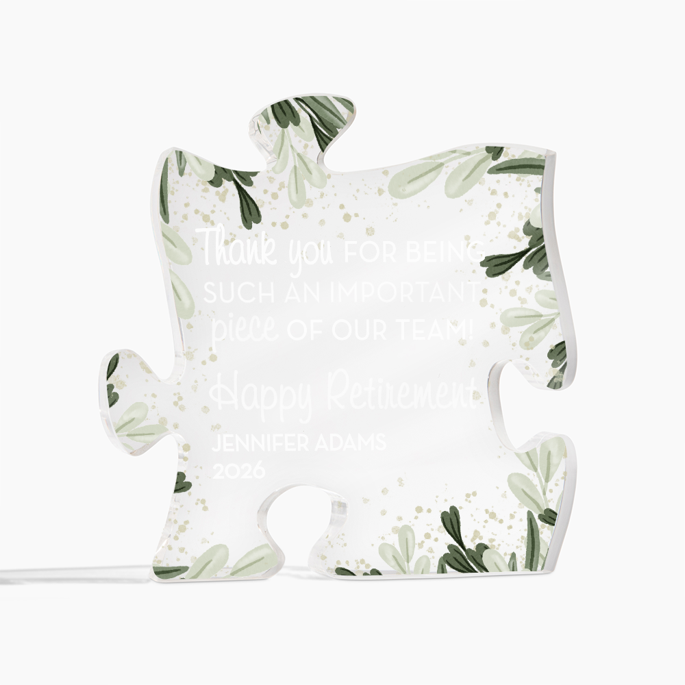 Personalized Retirement Gift, Custom Acrylic Puzzle Piece, Thank You Retirement Gift, Coworker Gift