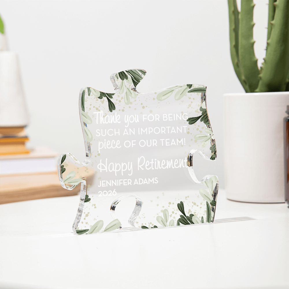 Personalized Retirement Gift, Custom Acrylic Puzzle Piece, Thank You Retirement Gift, Coworker Gift