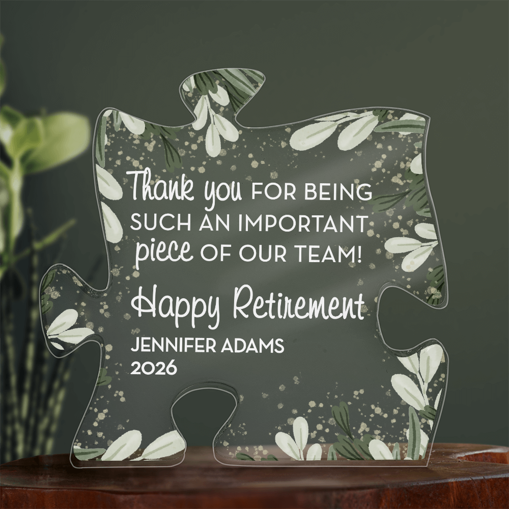 Personalized Retirement Gift, Custom Acrylic Puzzle Piece, Thank You Retirement Gift, Coworker Gift