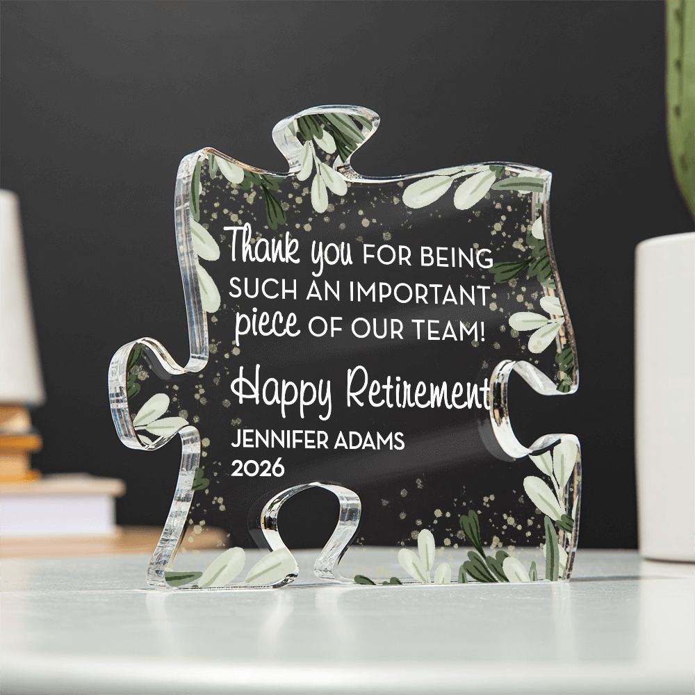 Personalized Retirement Gift, Custom Acrylic Puzzle Piece, Thank You Retirement Gift, Coworker Gift
