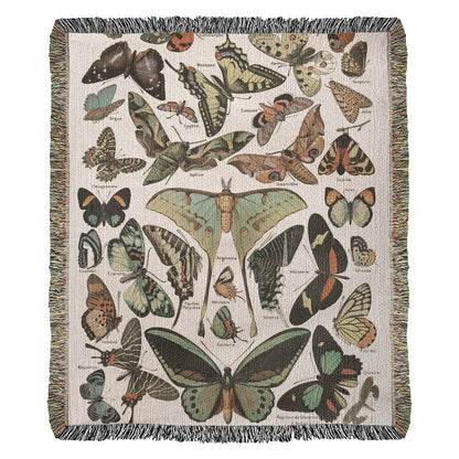 Butterfly Woven Throw, Butterflies Blanket, Boho Decor, Bohemian Throw