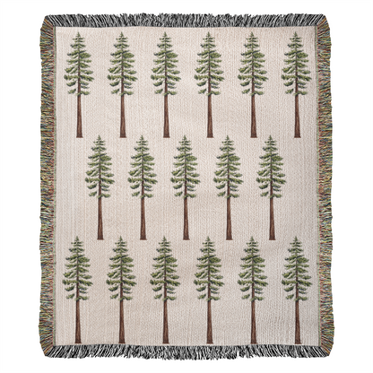 Coast Redwood Watercolor Pattern Woven Throw