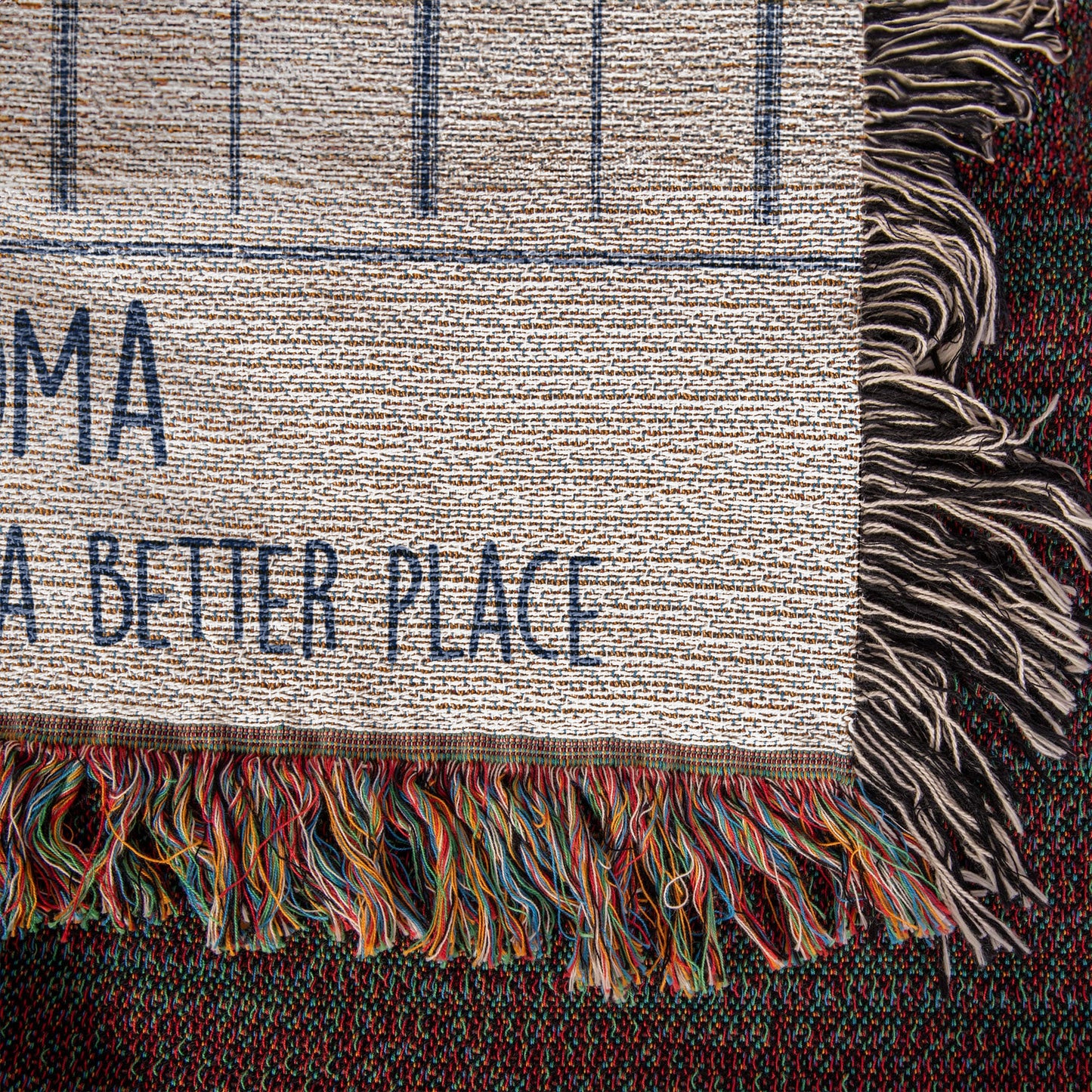 Grandma Gift, Grandma Woven Throw, Ticking Striped Blanket, Gift for New Grandma