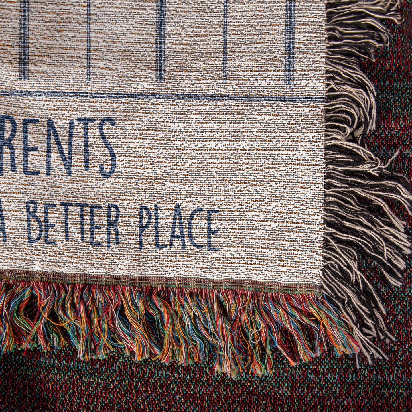 Grandparents Gift, Grandparents Woven Throw, Ticking Striped Blanket, Gift From Grandkids