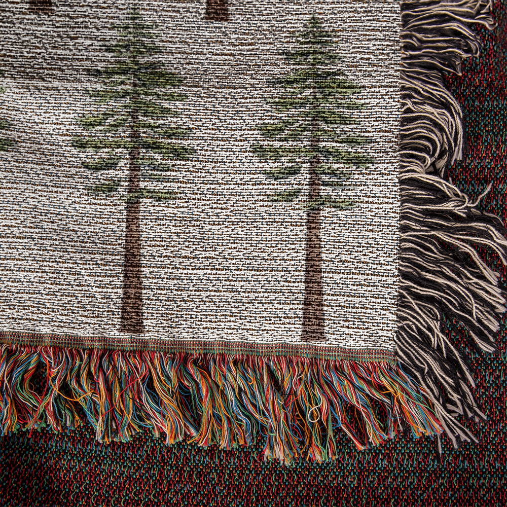Coast Redwood Watercolor Pattern Woven Throw