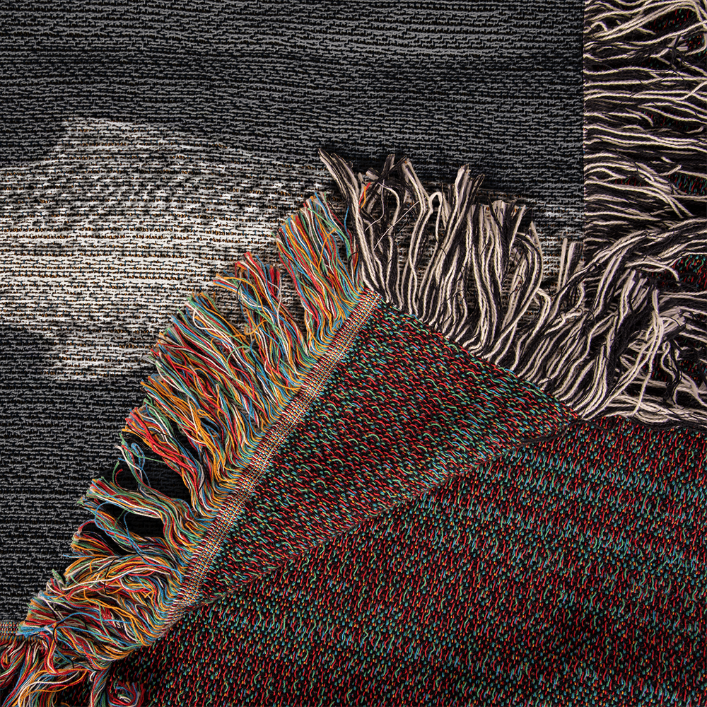 Salmon Run Blanket, Salmon Woven Throw Navy, Salmon Fish Tapestry