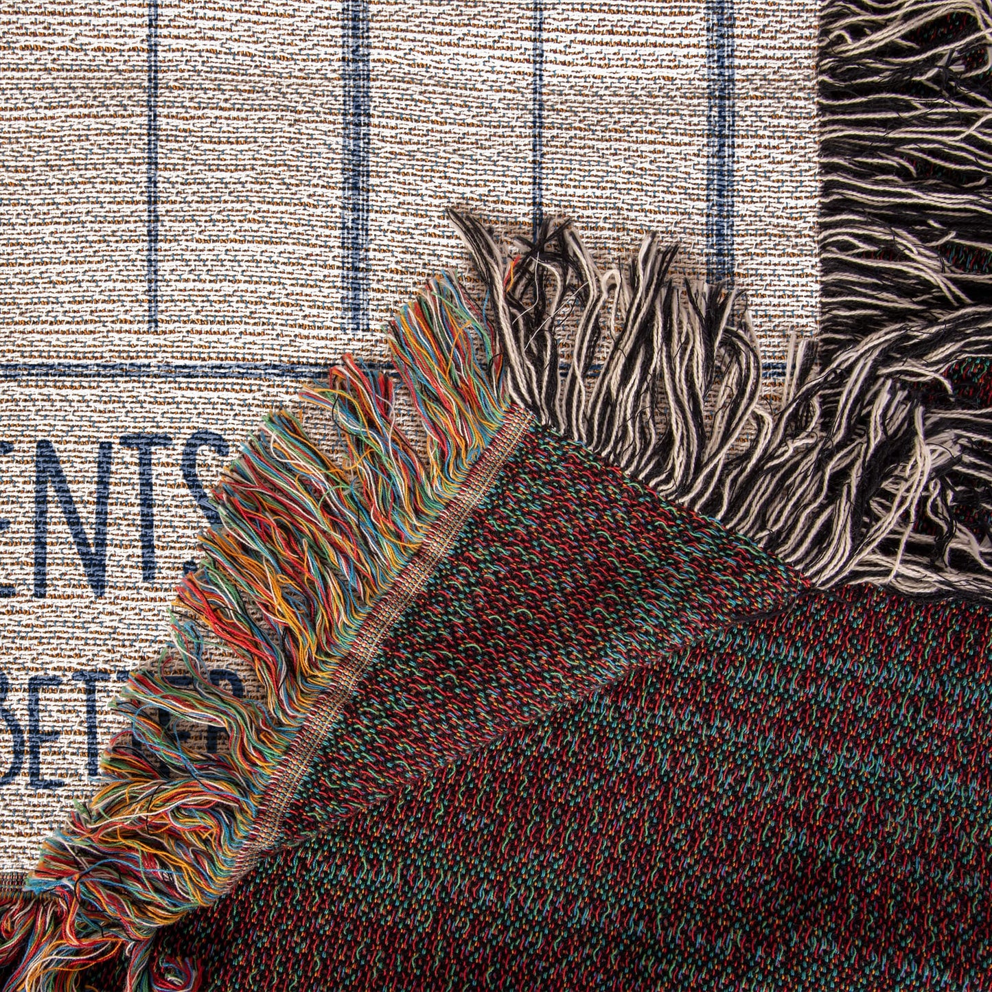 Grandparents Gift, Grandparents Woven Throw, Ticking Striped Blanket, Gift From Grandkids