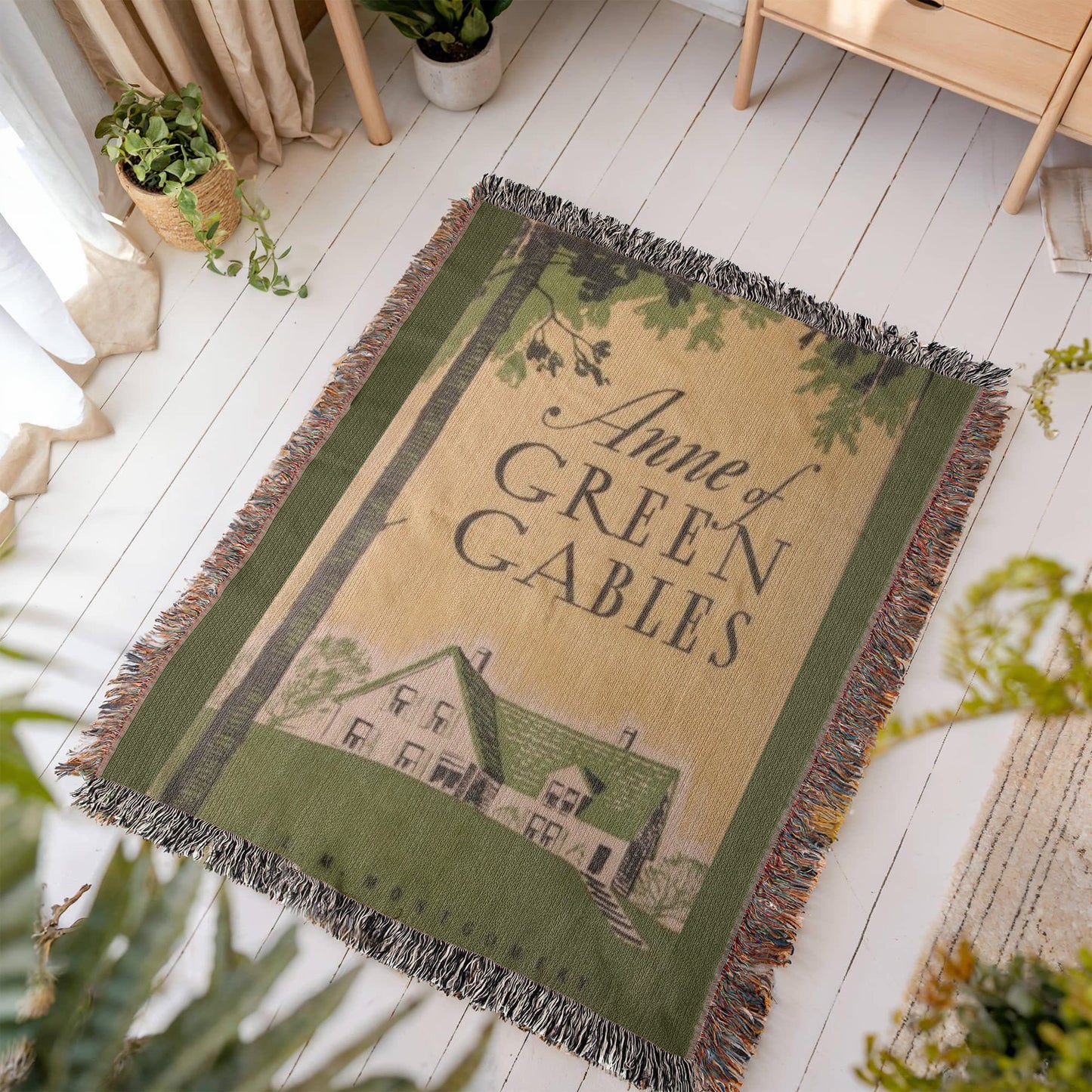 Anne of Green Gables Woven Throw, Vintage Book Cover Blanket