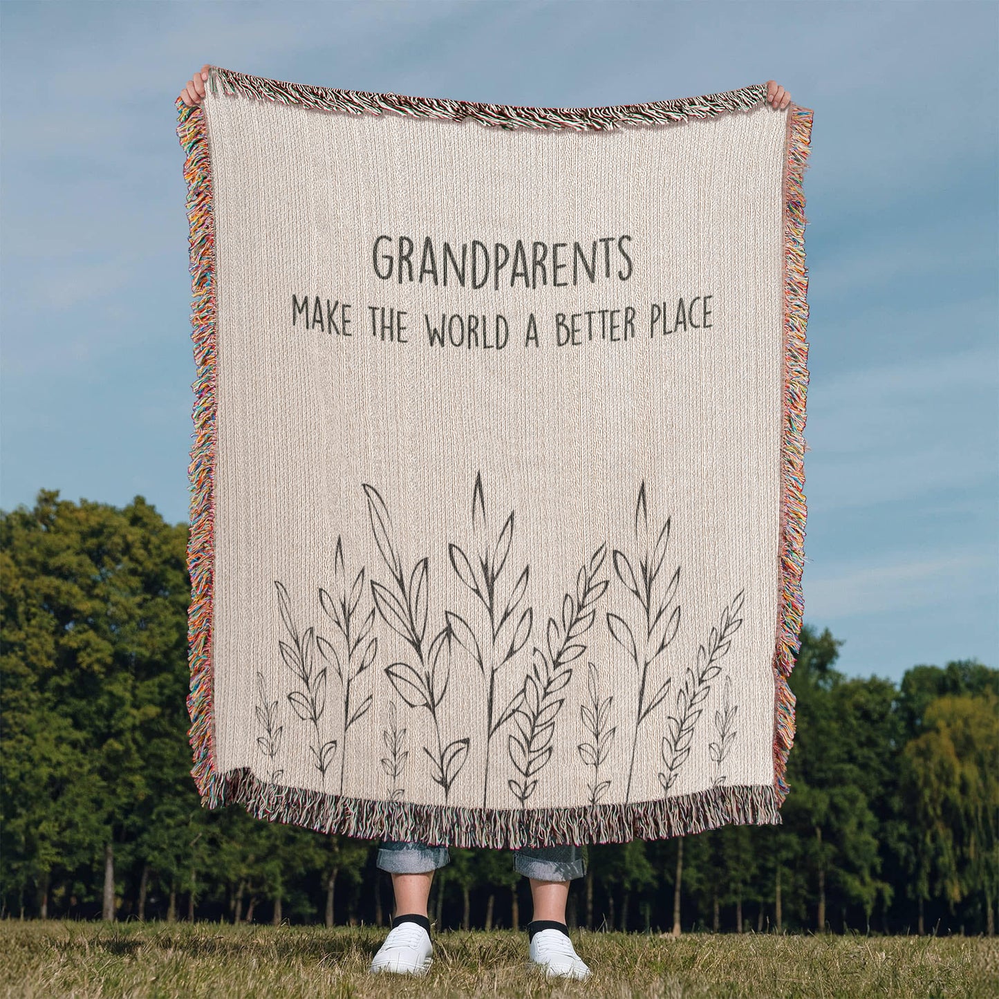 Grandparents Gifts, Grandparents Blanket, Gift from Grandkids, Grandparents Woven Throw