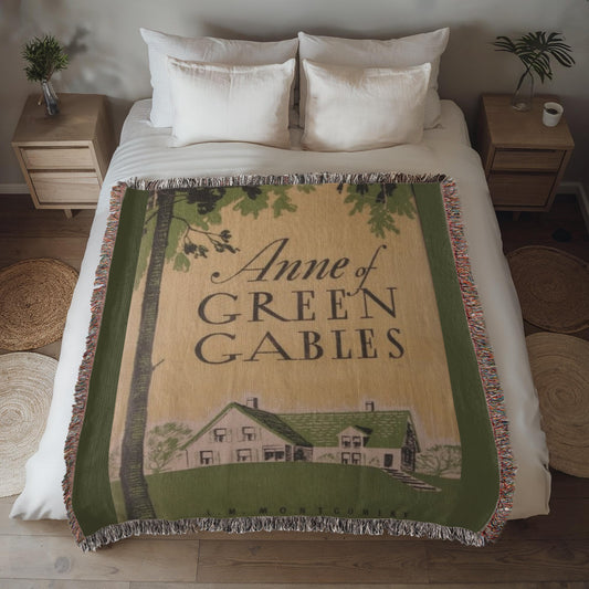 Anne of Green Gables Woven Throw, Vintage Book Cover Blanket