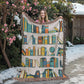 Boho Bookshelf Woven Throw, Cozy Book Blanket