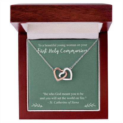 First Communion Necklace, First Holy Communion Gift for Girl, St. Catherine of Siena Gift