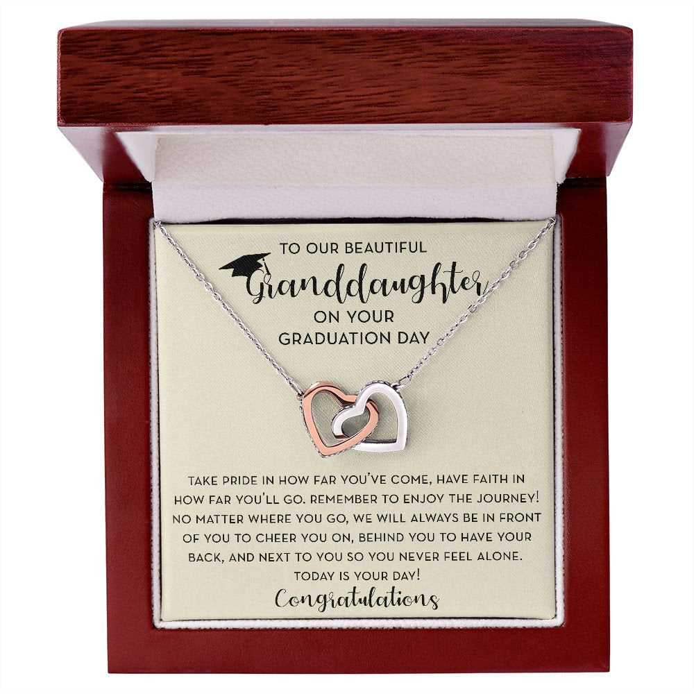 Granddaughter Graduation Linked Hearts Necklace, Granddaughter Gift for Graduation