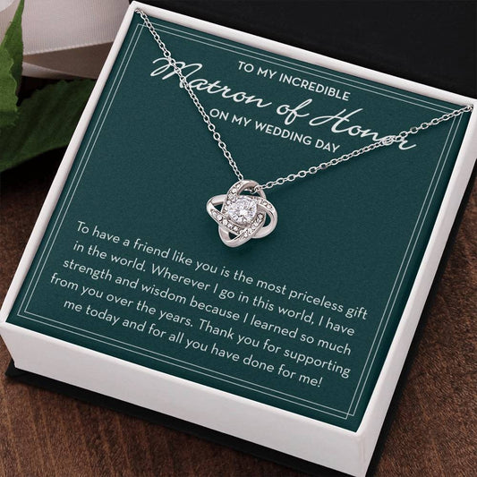 Matron of Honor Necklace, Wedding Day Gift from Bride