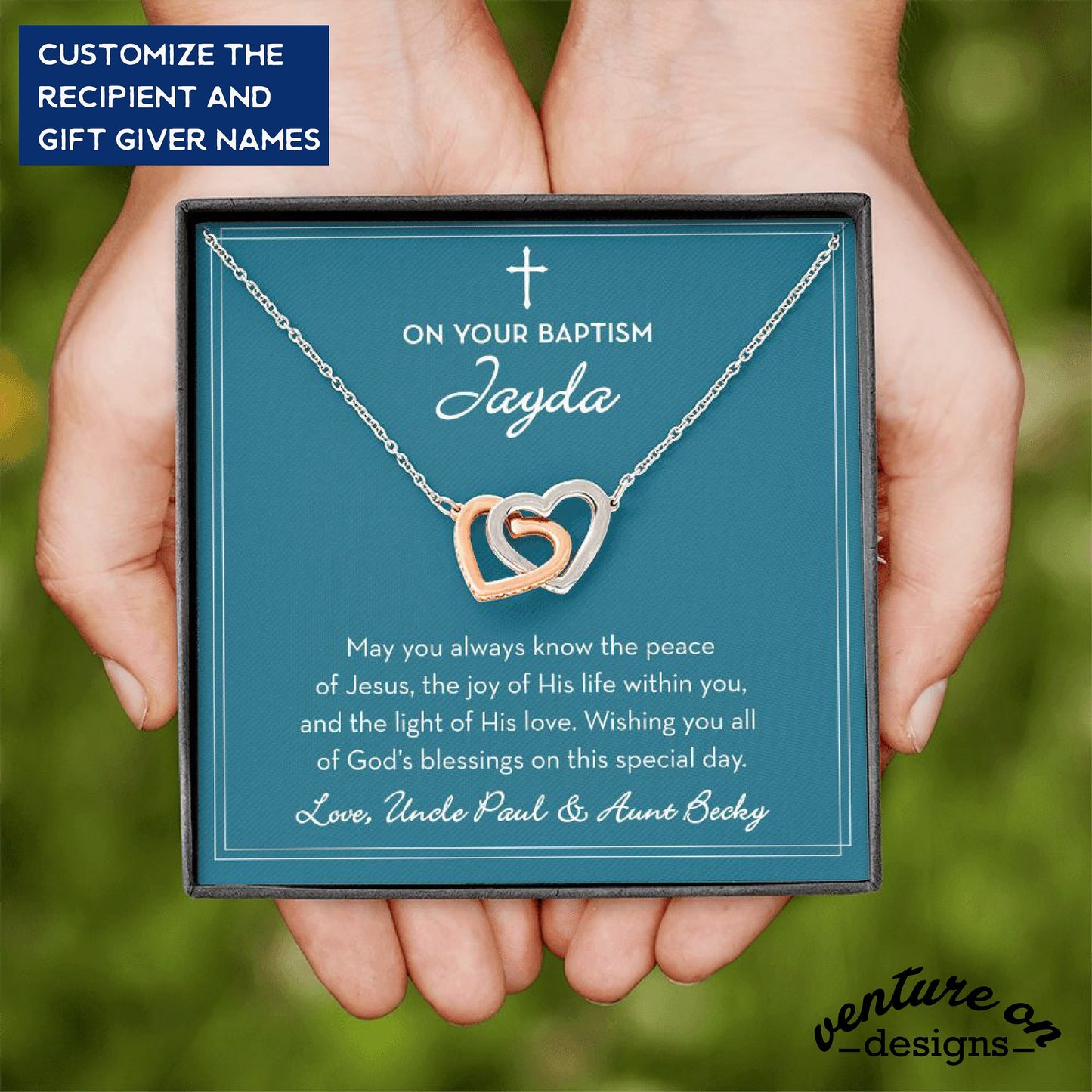 Personalized Baptism Necklace for Girl, Baptism Gift for Her, Baptism Jewelry for Daughter / Goddaughter, Catholic Religious Gift