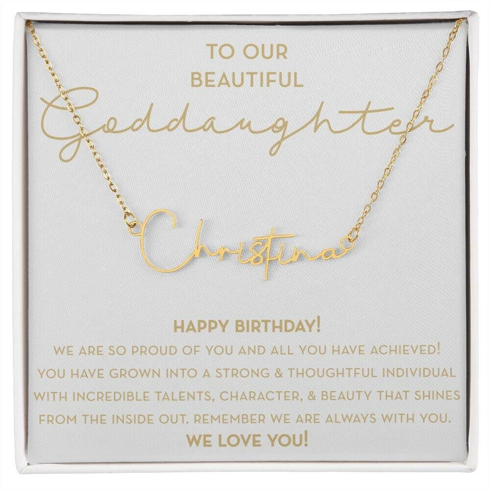 Goddaughter Necklace, Goddaughter Birthday Gift, Custom Name Necklace, Happy Birthday Goddaughter, Gift from Godparents, Goddaughter Jewelry