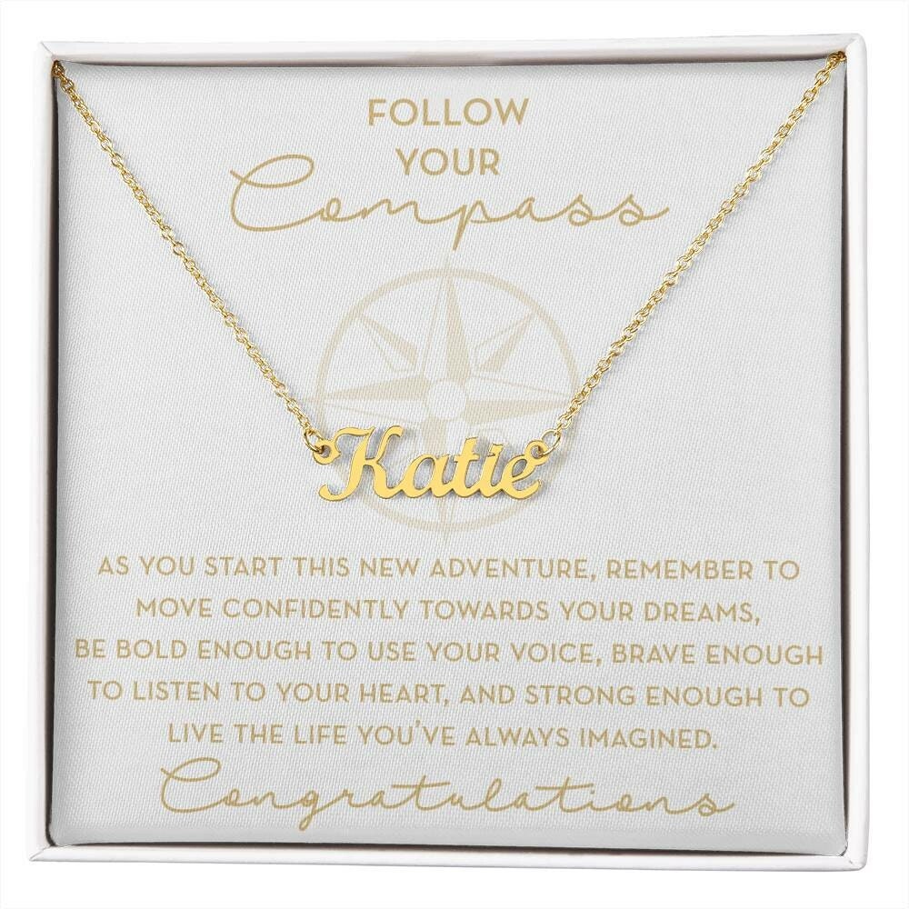 Going to College Gift, Follow Your Compass, Graduation Necklace for Her, New Adventure, New Job, Moving Abroad, Leaving Home, Travel Gift