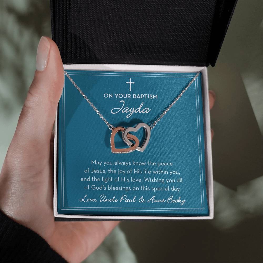 Personalized Baptism Necklace for Girl, Baptism Gift for Her, Baptism Jewelry for Daughter / Goddaughter, Catholic Religious Gift