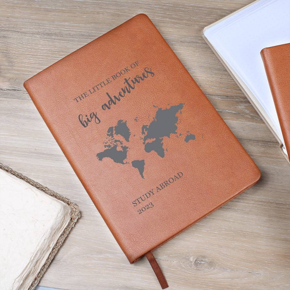 Study Abroad Gift, Travel Journal / Gift, Gift for College Student, 2023 Study Abroad Keepsake, Vegan Leather Journal, New Adventure