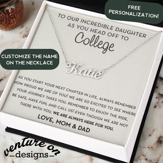 Personalized Gift for Daughter Going to College, Name Necklace, Going to College Gift