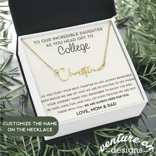 Daughter Going to College Personalized Gift, Custom Name Necklace, Moving to College Gift