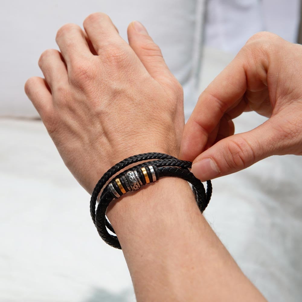 Gift for Son Going to College from Mom and Dad, Vegan Leather Bracelet