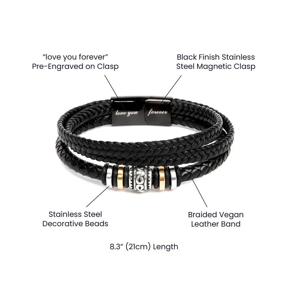 Gift for Son Going to College from Mom and Dad, Vegan Leather Bracelet