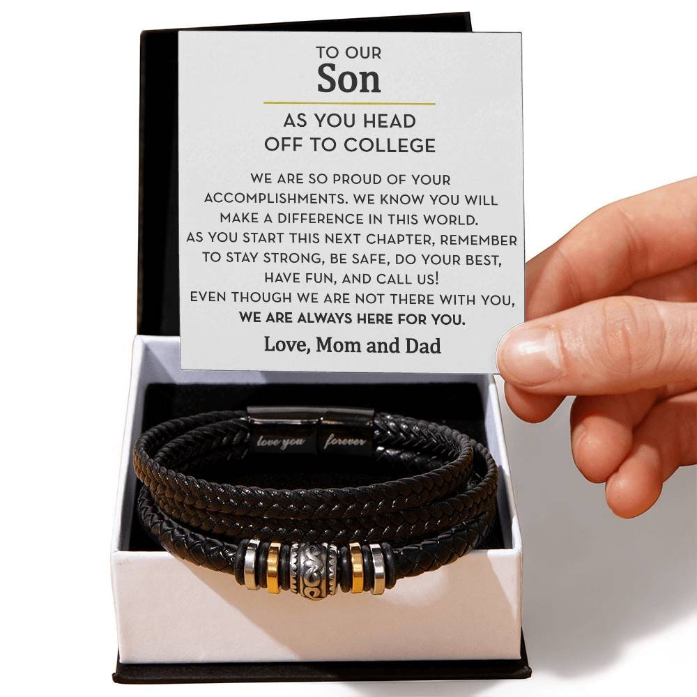 Gift for Son Going to College from Mom and Dad, Vegan Leather Bracelet