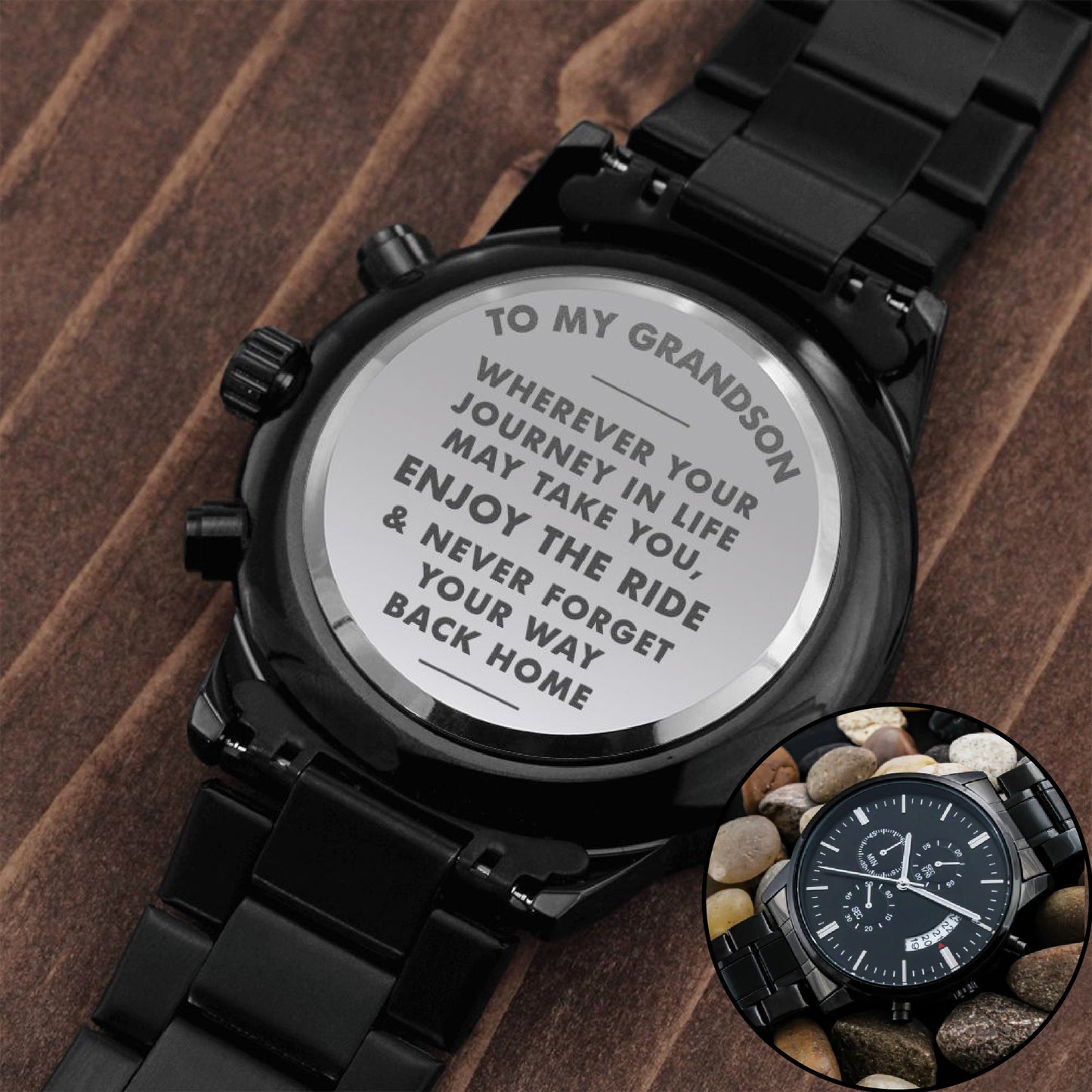 To My Grandson Gift, Engraved Watch, Gift for Grandson Birthday / Graduation