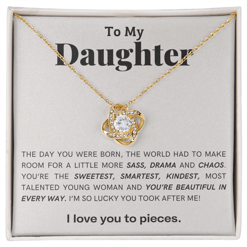 Daughter Knot Necklace, You're Beautiful in Every Way