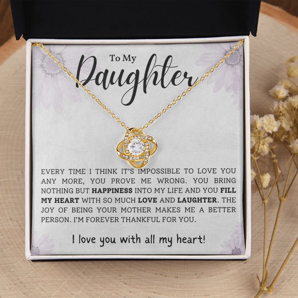 Daughter Necklace from Mom, I Love You With All My Heart