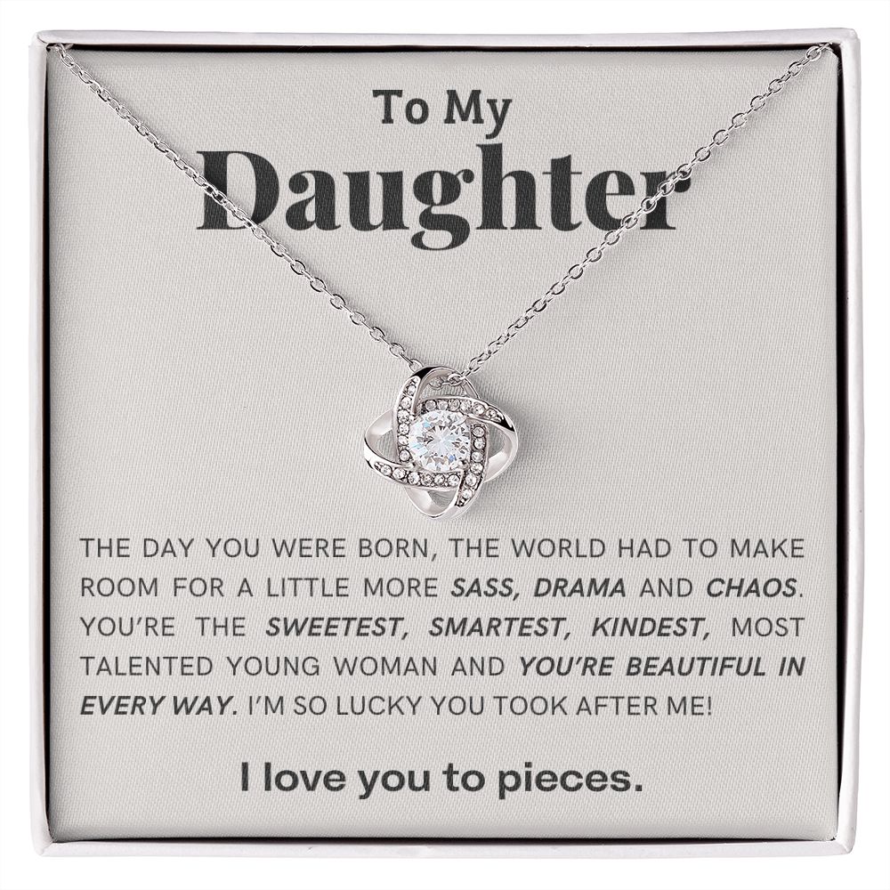 Daughter Knot Necklace, You're Beautiful in Every Way