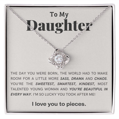 Daughter Knot Necklace, You're Beautiful in Every Way