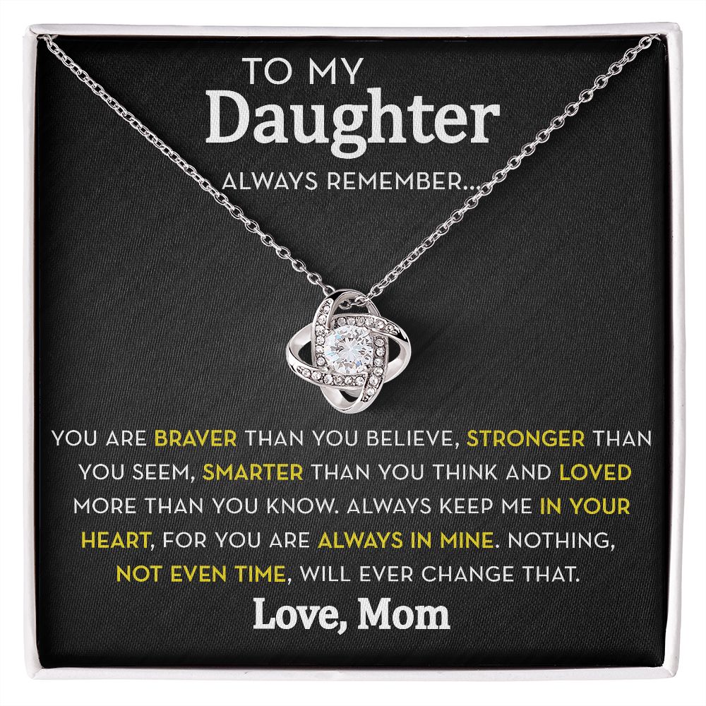 Daughter Knot Necklace from Mom, Always Remember