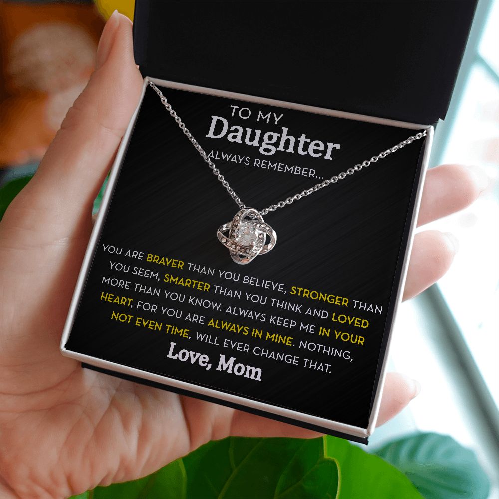 Daughter Knot Necklace from Mom, Always Remember