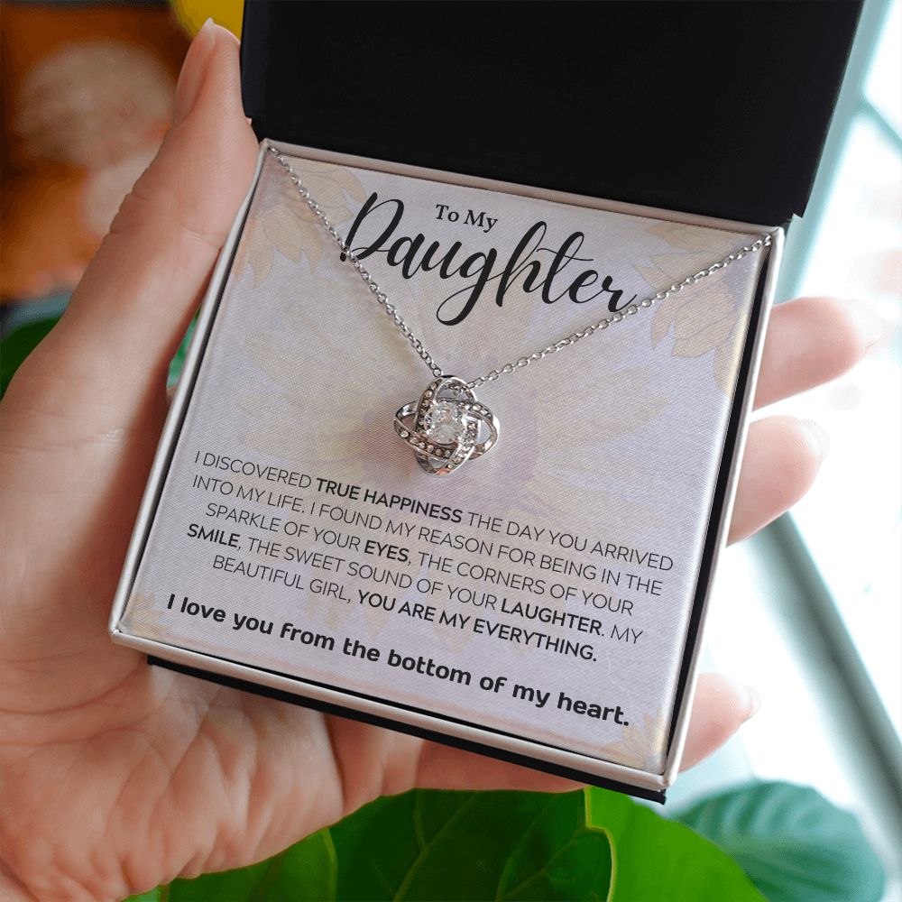 Daughter Knot Necklace, I Love You from the Bottom of my Heart