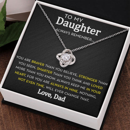 Daughter Knot Necklace from Dad, Always Remember