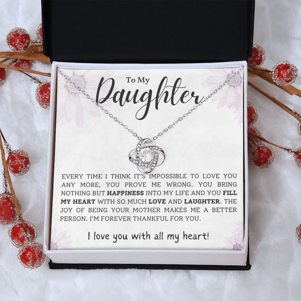 Daughter Necklace from Mom, I Love You With All My Heart
