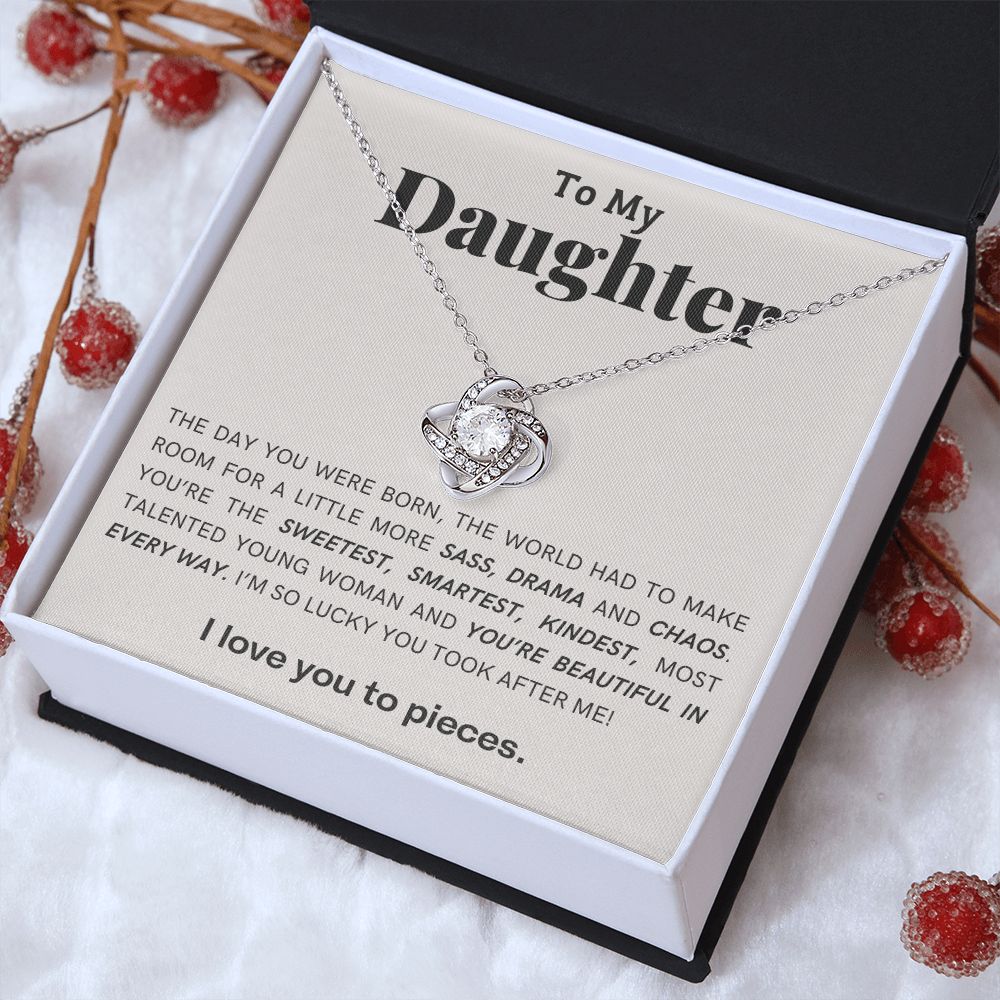 Daughter Knot Necklace, You're Beautiful in Every Way