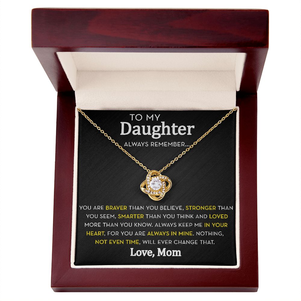 Daughter Knot Necklace from Mom, Always Remember
