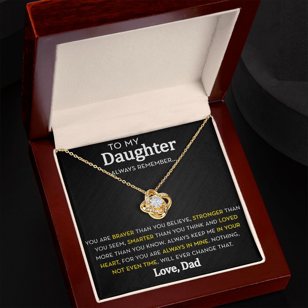 Daughter Knot Necklace from Dad, Always Remember