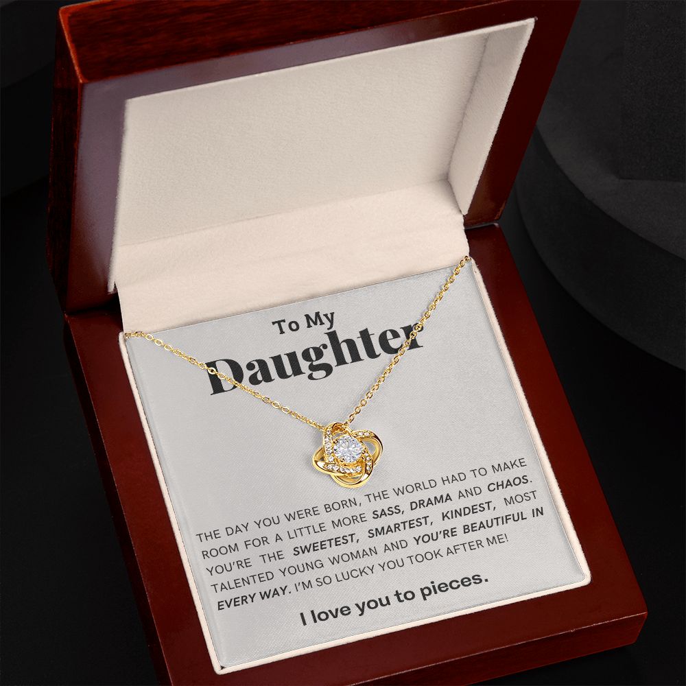 Daughter Knot Necklace, You're Beautiful in Every Way